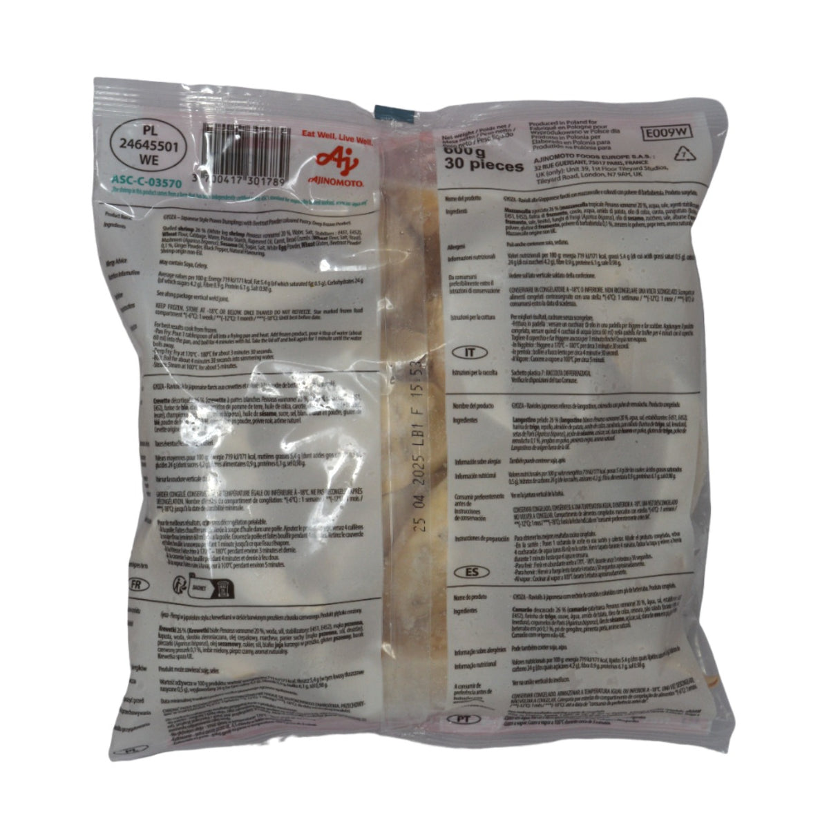 Ajinomoto Japanese Style Prawn Gyoza 30x20pc
