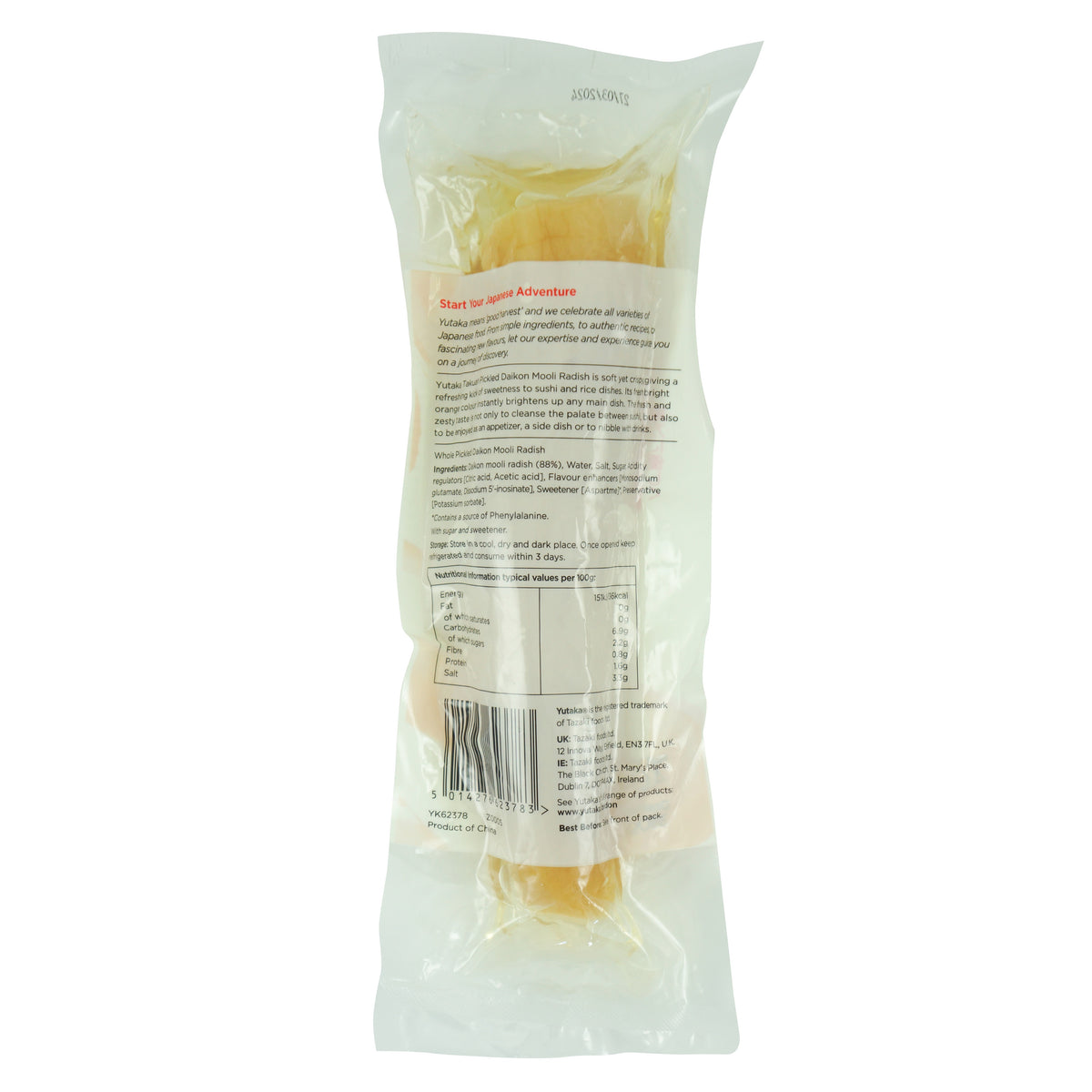 Yutaka Takuan - Pickled Radish Non Coloured 400g *Best Before Date: 21/01/2027
