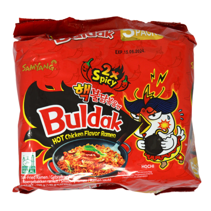 Samyang Buldak Hot Chicken Ramen Double Spicy 5x140g  *Best Before Date: 14/01/2027
