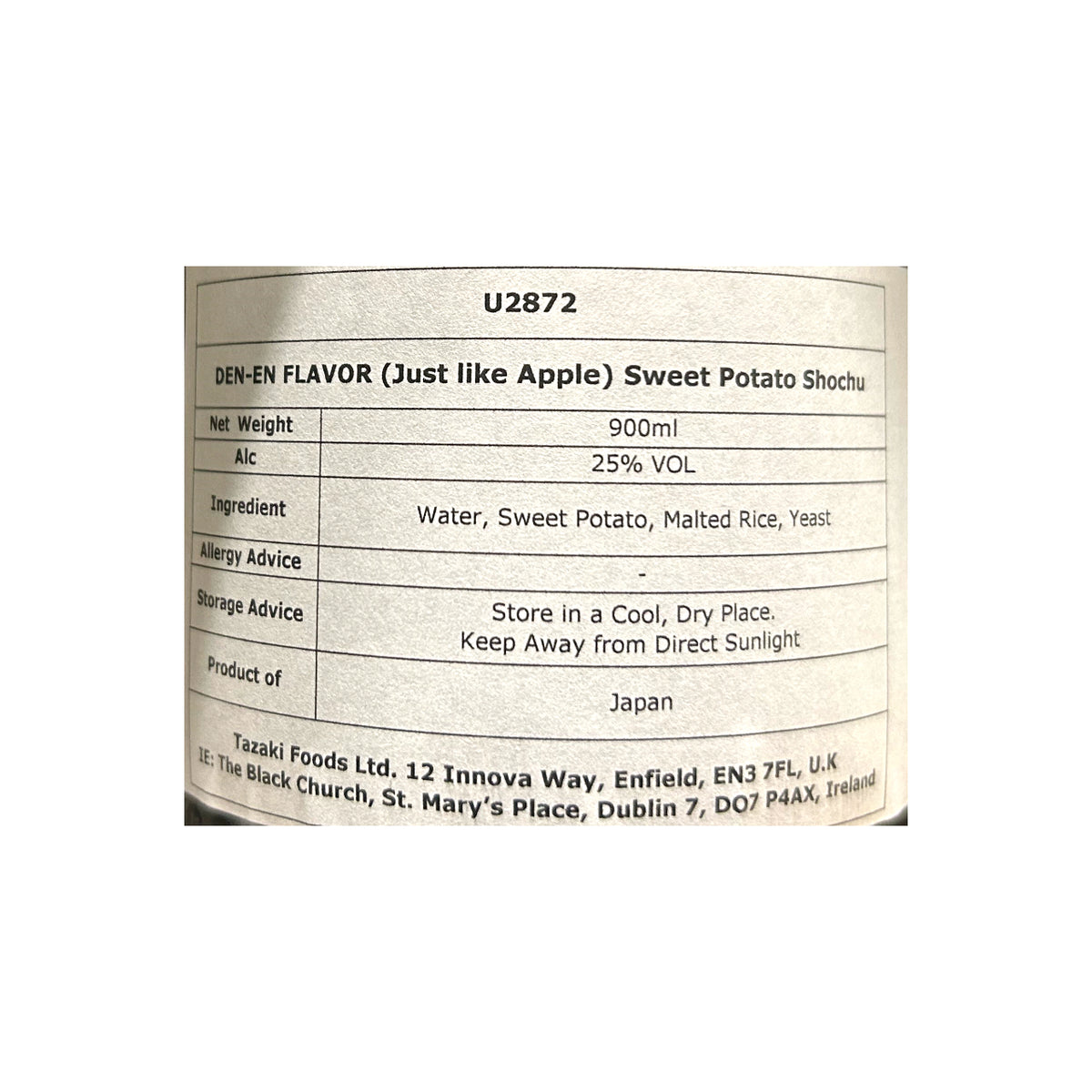 DEN-EN FLAVOR Just Like Apple Sweet Potato Shochu 900ml 25%