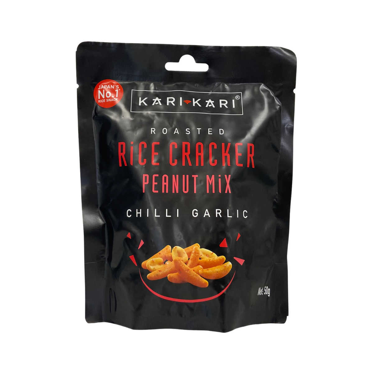 KARI KARI Rice Crackers & Peanuts Chilli Garlic 50g  *Best Before Date: 18/11/2026