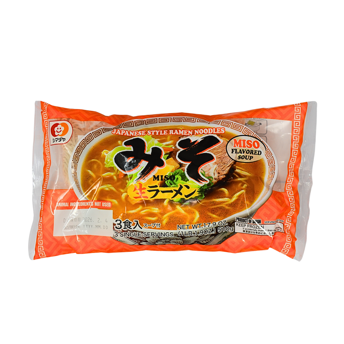 シマダヤ 生ラーメン 味噌 3食入