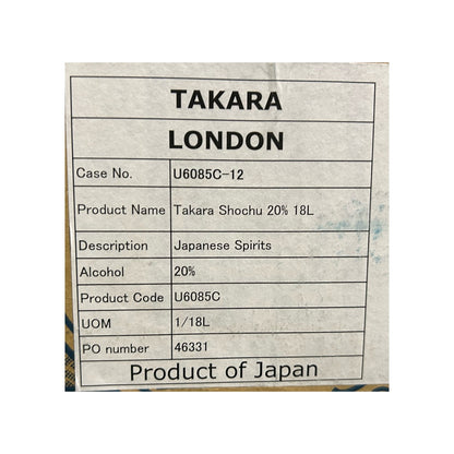 Takara Shochu Kōrui Shochu (Distilled Spirit with Gluten) 18L 20%
