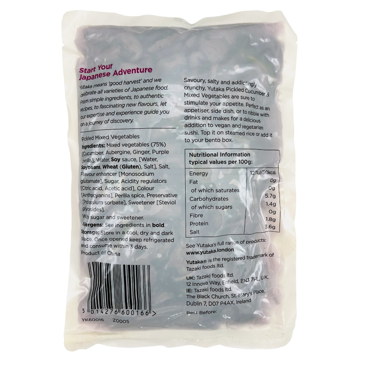 Yutaka Shibazuke - Pickled Mix Vegetable 1kg  *Best Before Date: 02/12/2026