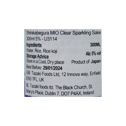 Shirakabegura MIO Clear Sparkling Sake 300ml 5.6%