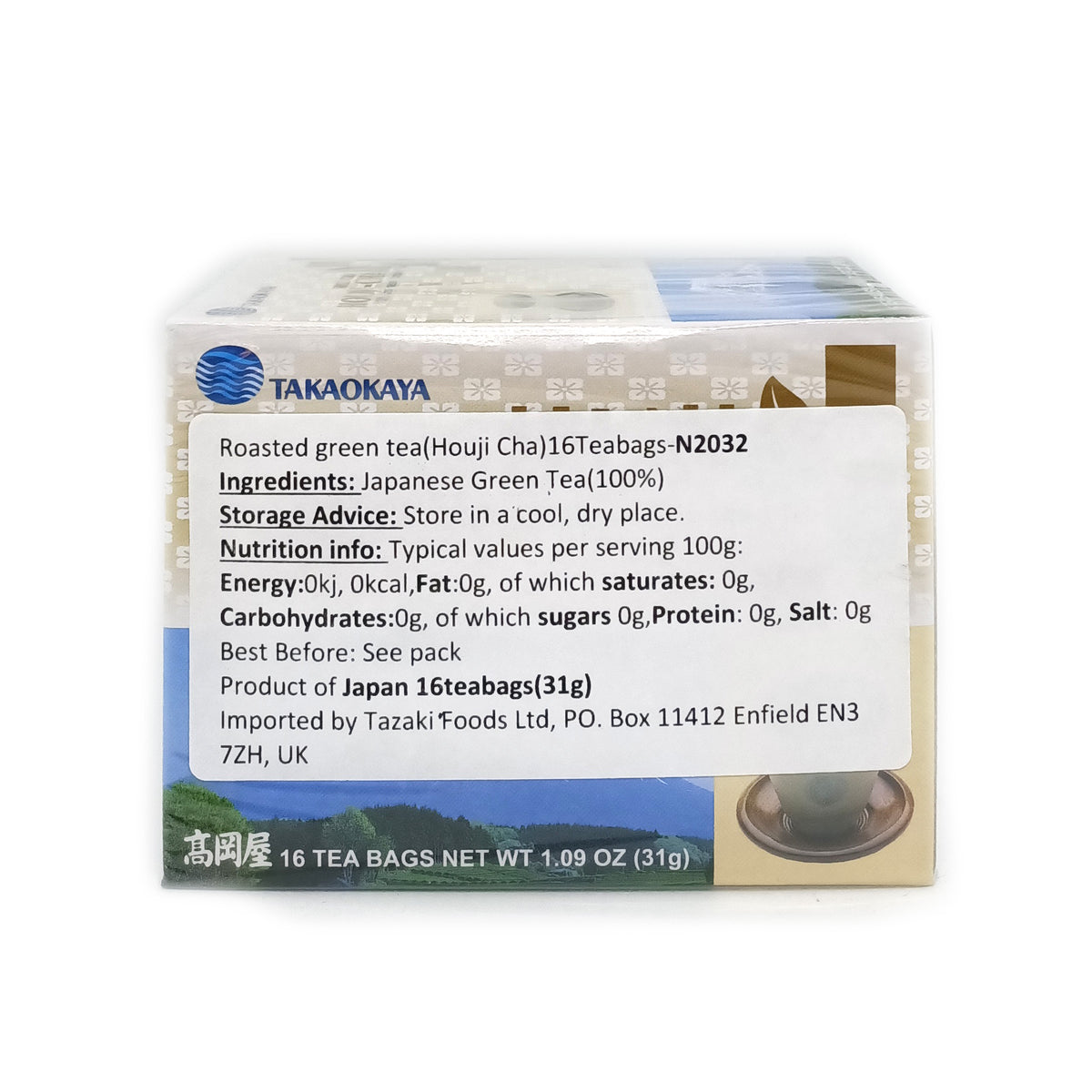 Takaokaya Houjicha Teabags - Roasted Green Tea 16pc  *Best Before Date: 08/01/2027