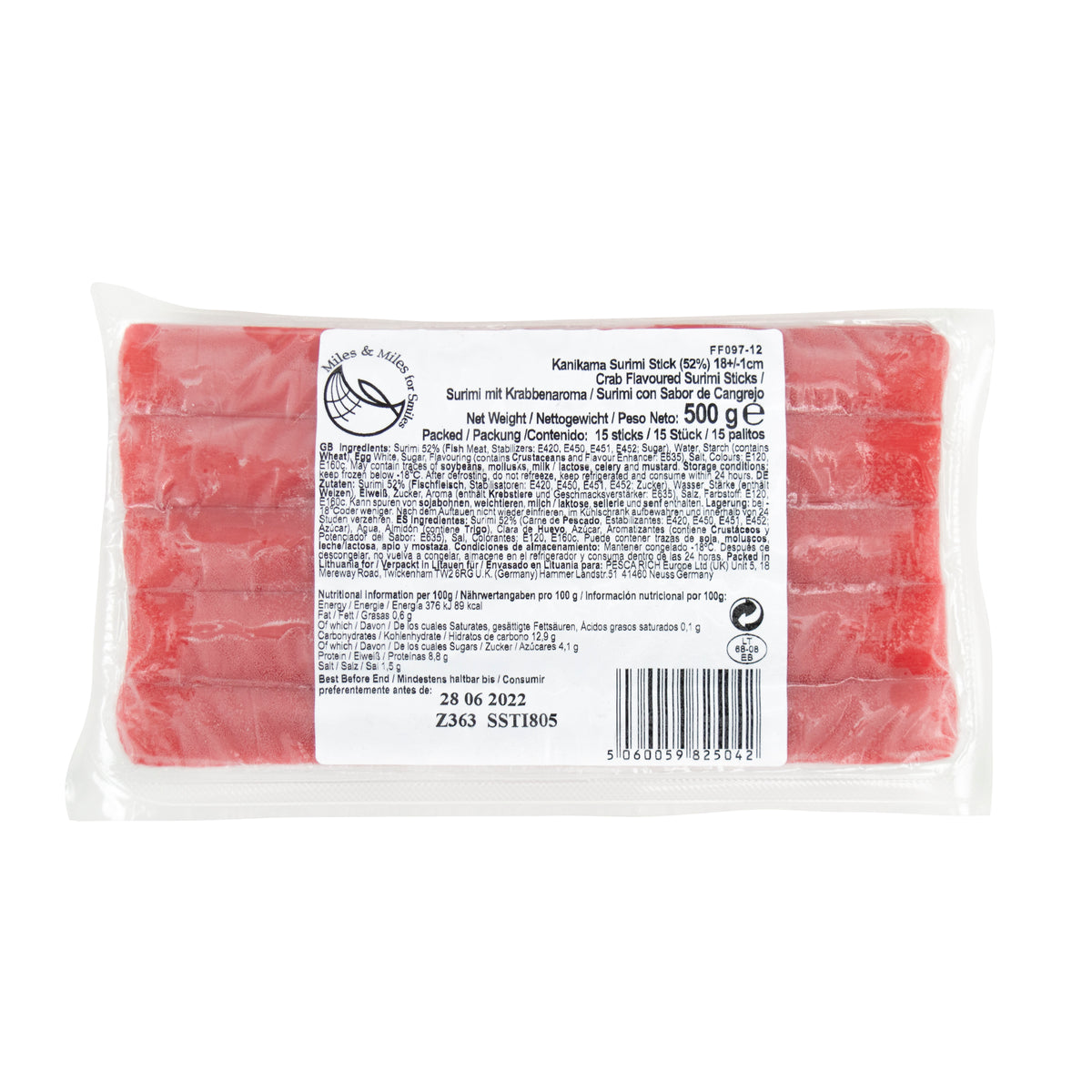 プレミアムカニカマスティック - カニ風味すり身スティック 18cm 500g