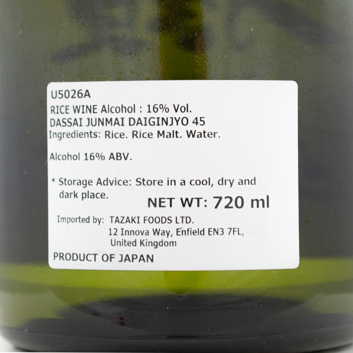 Dassai 45 Junmai Daiginjo Sake 720ml 16%