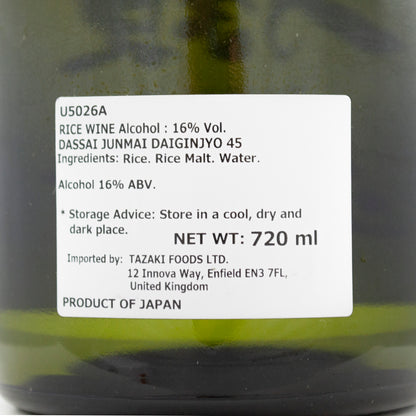 Dassai 45 Junmai Daiginjo Sake 720ml 16%